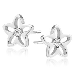 Cercei argint floare cu piatra DiAmanti Z0600ER_W-DIA (Argint 925‰ 1 g.)